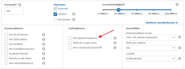 Drosselung Check24