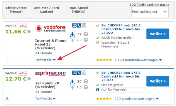 Tarifdetails Check24