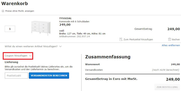 IKEA Gutschein einlösen