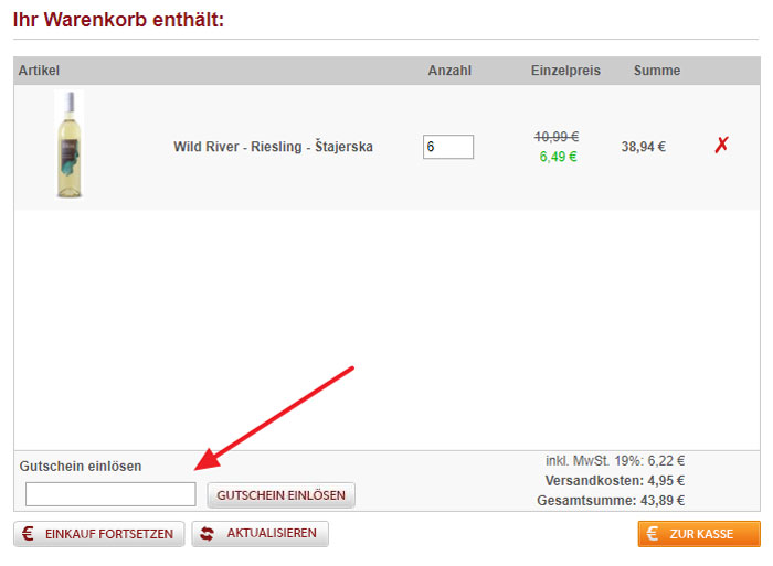 Weinvorteil Gutschein einlösen